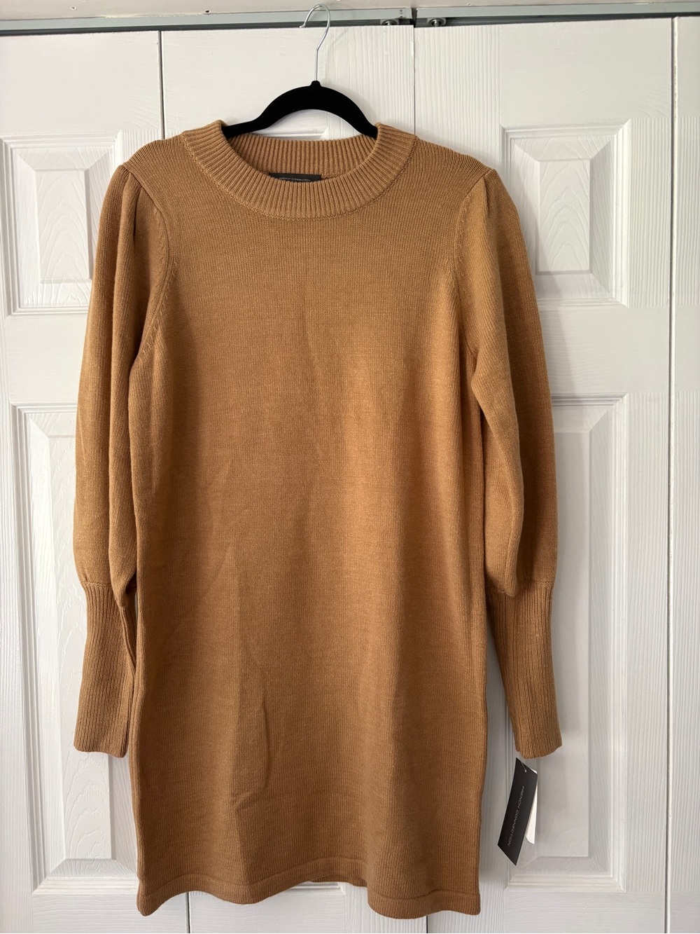 French Connection Camel Crewneck Knit Dress